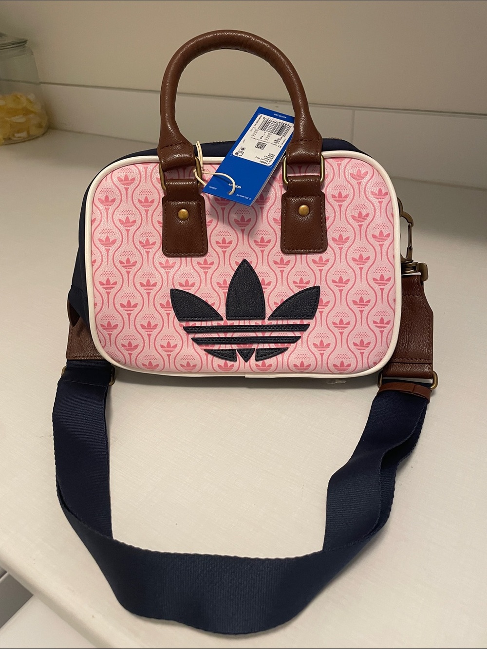 adidas Pink and Navy Crossbody Satchel